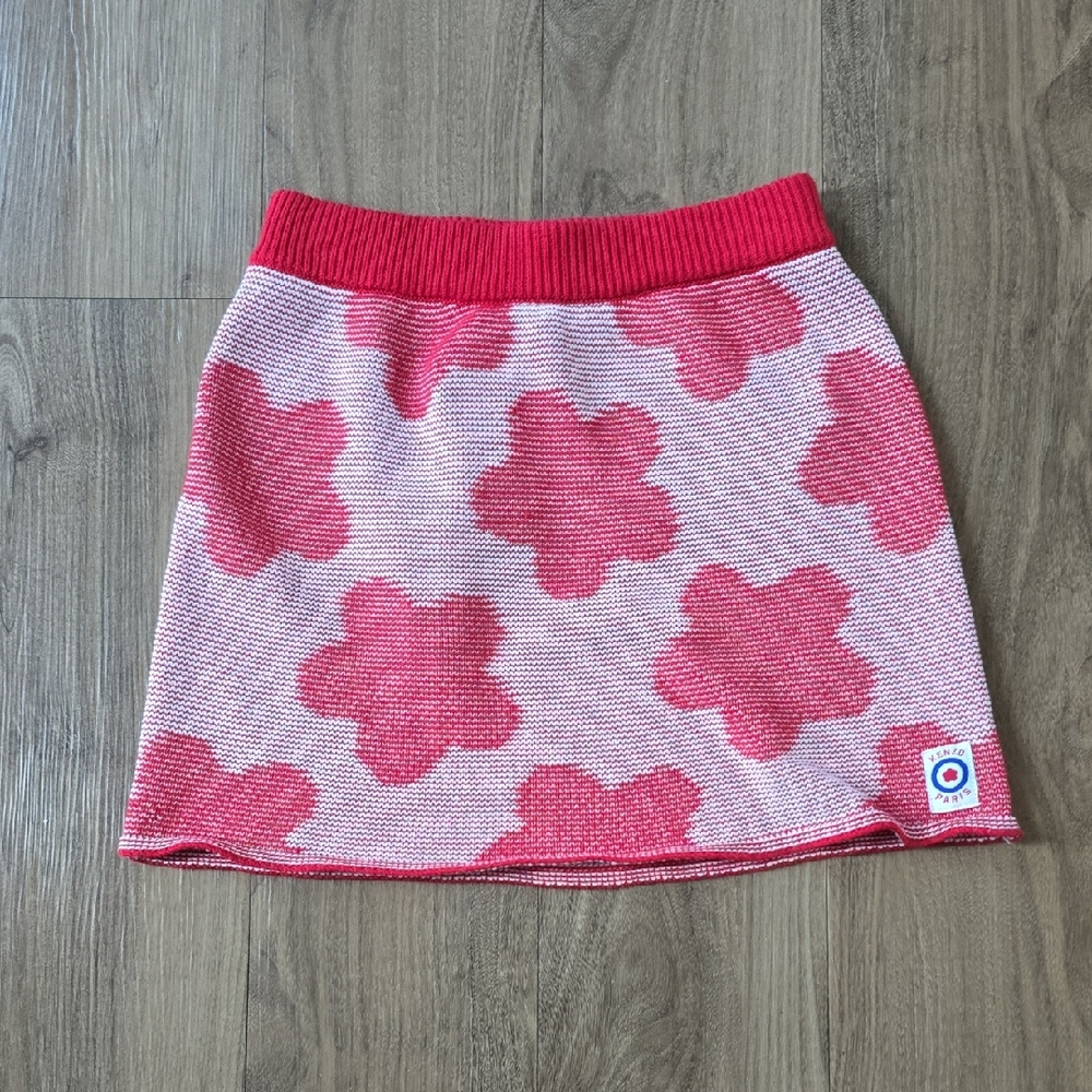 Kenzo Red Floral Knit Skirt